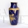 Vaso Limoges blu cobalto con decori oro zecchino, Francia metà XX secolo