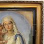 Antico dipinto Madonna con bambino olio su tela, firmato e datato