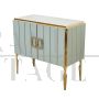 Credenza in vetro di Murano bianco e ottone, anni '80