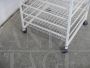 Carrello espositore vintage in rete metallica con 7 cassetti