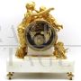 Orologio a pendolo Napoleone III in bronzo dorato e marmo '800