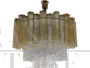 Lampadario a cascata in Vetro di Murano ambra e cristallo, anni '70                            