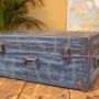Baule militare americano vintage in metallo blu                            