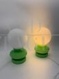 Coppia di lampade da tavolo vintage in vetro di Murano verde