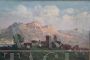 Paesaggio di montagna, dipinto di Ermanno Clara, olio su tavola primi '900                            