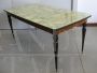 Tavolo vintage rettangolare anni '60 con piano in vetro marmorizzato