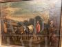 Antico dipinto di scuola Italiana del XVIII secolo con scena popolare con buoi