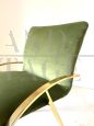 Sedia design da ufficio in acciaio dorato e velluto verde, Italia anni '70