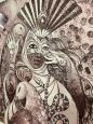 Conchita - Incisione con donna in maschera, arte contemporanea del '900