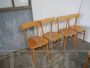 Set di 8 sedie bistrot vintage in legno chiaro di faggio, anni '50