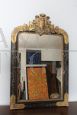 Specchiera antica Luigi Filippo francese laccata nera e dorata, '800                            