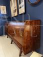 Credenza sideboard italiana con piano in vetro bordeaux, anni '60                            