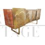 Credenza design a quattro ante in ottone decorato                            