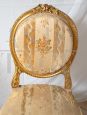 Coppia di sedie antiche Napoleone III imbottite in legno dorato e intagliato
