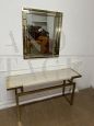 Console vintage in ottone con specchio