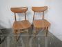 Coppia di sedie vintage in faggio e similpelle marrone, anni '50                            