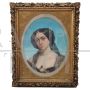 Dipinto ritratto di giovane donna, fine XIX secolo, firmato Morlon