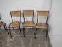 Set di 6 sedie Mullca bordeaux impilabili con seduta in legno chiaro, anni '60 