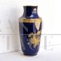 Vaso Limoges blu cobalto con decori oro zecchino, Francia metà XX secolo