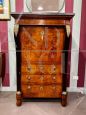 Secretaire Impero dell'800 in noce e piuma di noce                            