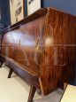 Credenza sideboard italiana con piano in vetro bordeaux, anni '60