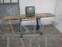 Grand Vintage - Piccolo tavolo da lavoro industriale in ghisa e legno, anni '50