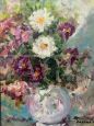 Pietro Augusto Cassina - dipinto con vaso di fiori, olio su masonite anni ‘70