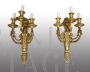 Coppia di applique antiche Napoleone III Francesi in bronzo dorato                            