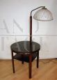 Lampada piantana con tavolino da lettura in legno, anni '50