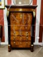 Secretaire Impero dell'800 in noce e piuma di noce                           