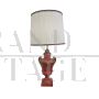 Lampada abat-jour in porcellana smaltata rossa e oro                            