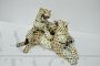 Statua vintage con coppia di leopardi in ceramica smaltata