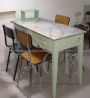 Tavolo da cucina vintage con piano in marmo, cassetto, taglieri e mattarello