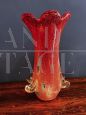 Vaso firmato Moretti in vetro di Murano rosso, Italia anni '60                            