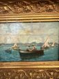 Coppia di dipinti antichi di fine '800 con paesaggi marini napoletani                            