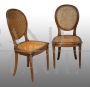 Set di sei sedie a medaglione antiche Napoleone III in paglia di Vienna