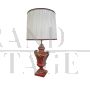 Lampada abat-jour in porcellana smaltata rossa e oro