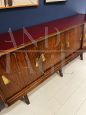 Credenza sideboard italiana con piano in vetro bordeaux, anni '60