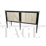 Credenza in stile art déco in legno nero e pergamena