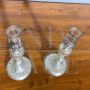 Coppia di antichi candelieri in vetro di Murano con argento, XIX secolo                            