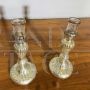 Coppia di antichi candelieri in vetro di Murano con argento, XIX secolo                            