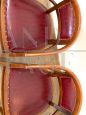 Set di 4 sedie Art Déco a pozzetto in legno e skai bordeaux, Italia anni '40
