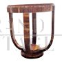 Tavolino rotondo da salotto in stile Art Déco in legno a fasce