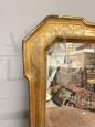 Specchiera a vassoio antica di metà '800 in foglia oro con lavorazione incisa