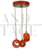 Coppia di lampadari pendenti vintage in vetro arancio, anni '70