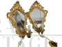 Antica coppia di applique da camera con specchi dorati, fine '800