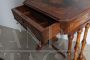 Tavolino da lavoro o comodino antico Luigi Filippo in noce e intarsiato