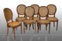 Set di sei sedie a medaglione antiche Napoleone III in paglia di Vienna