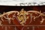 Comò antico Napoleone III in legno esotico pregiato con piano in marmo e bronzi