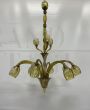 Lampadario attr. Venini anni '30 in vetro di Murano ambrato                            